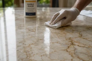 Marble sealing and natural stone protection in a Dubai home